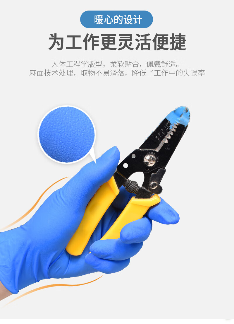 塞莫詩N1201BL加長型藍色一次性丁腈手套圖片7