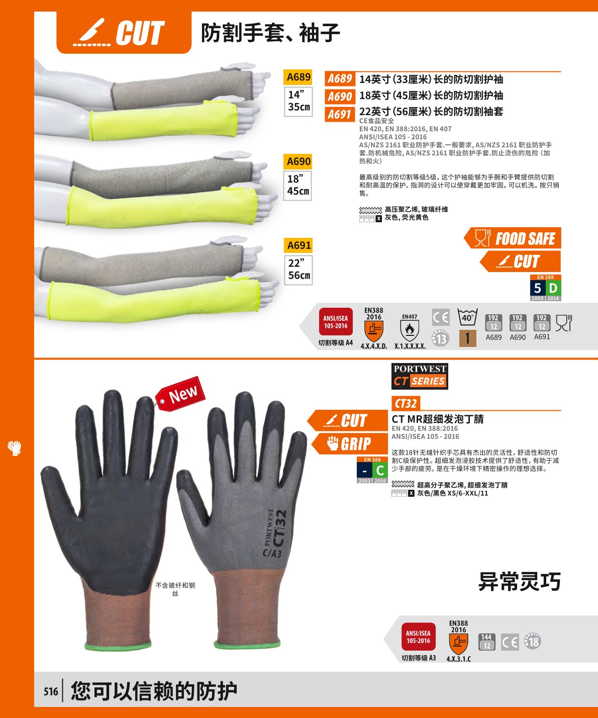 波偉斯特Portwest A689 14英寸防切割護(hù)袖1