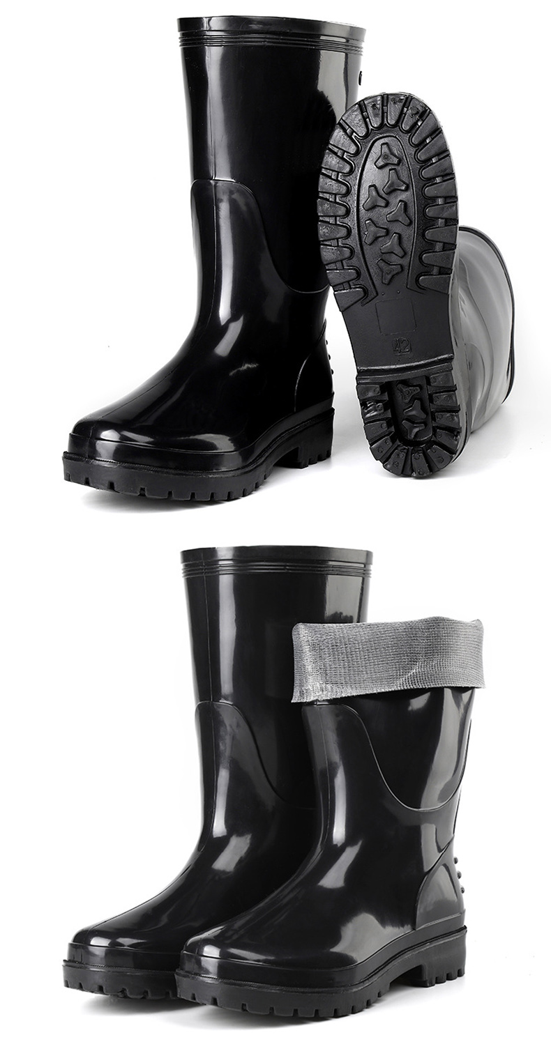 定和DH7106黑色勞保長(zhǎng)筒雨靴PVC高筒加厚防滑防水靴9