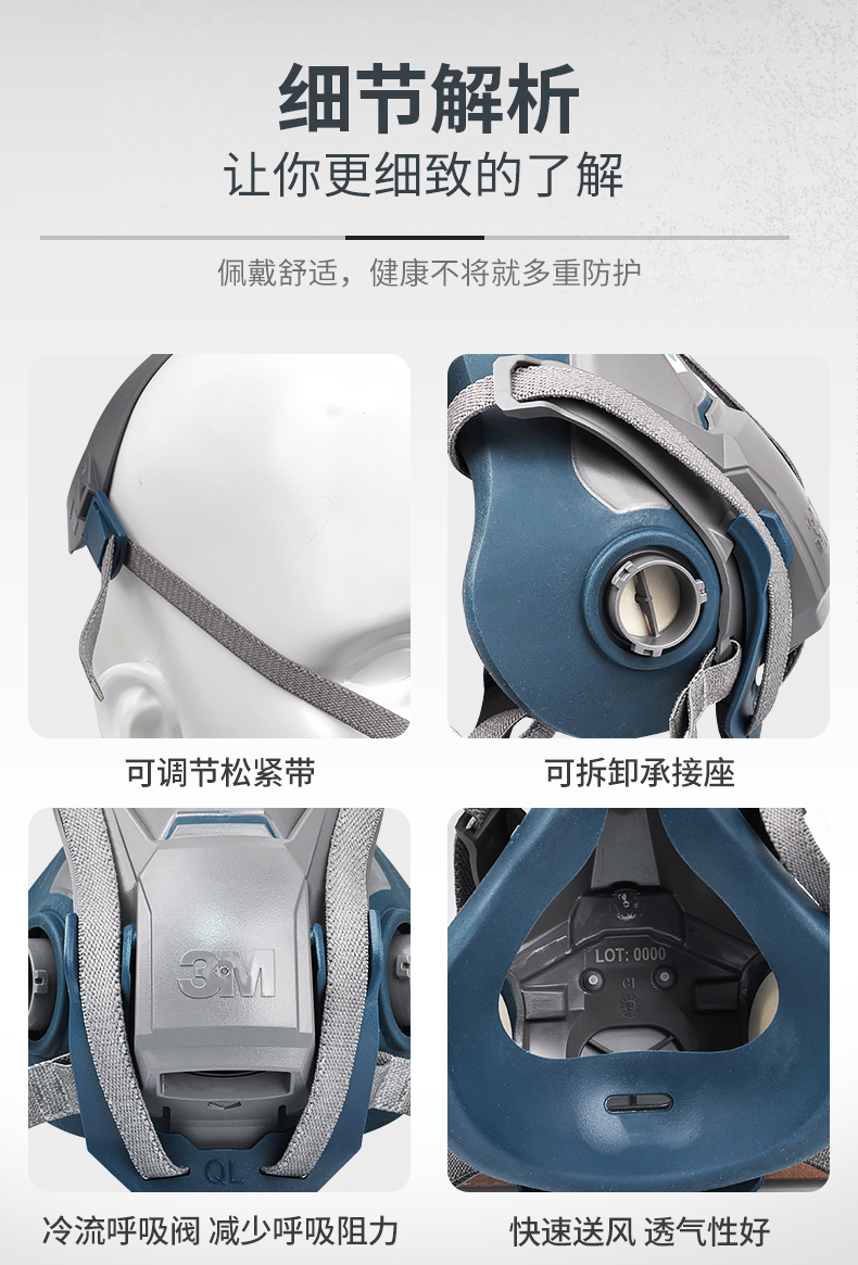 3M650PQL防毒面具硅膠半面具套裝8
