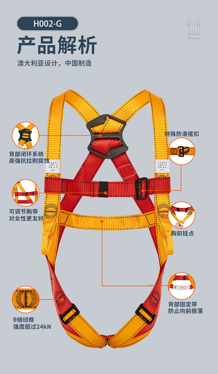 PIP H002-G經濟款雙掛點全身式安全帶3