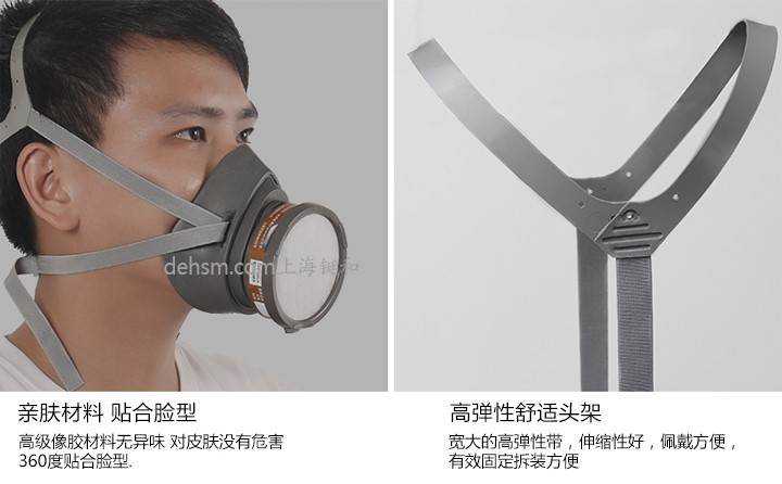 3M3200化工噴漆防毒面具高級橡膠材質，頭帶舒適