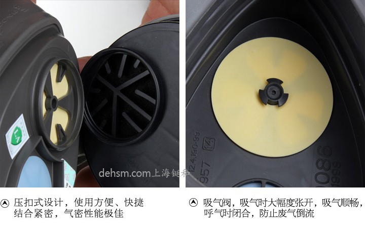 3M3050自吸過濾式防毒面具壓扣式設(shè)計,改良呼氣閥