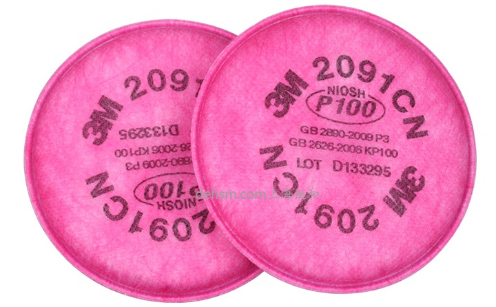 3M2091CN P100/KP100濾棉實物正面圖