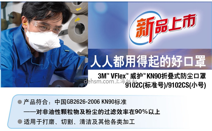 3M KN90 VFlex威護折疊式防塵口罩圖片1