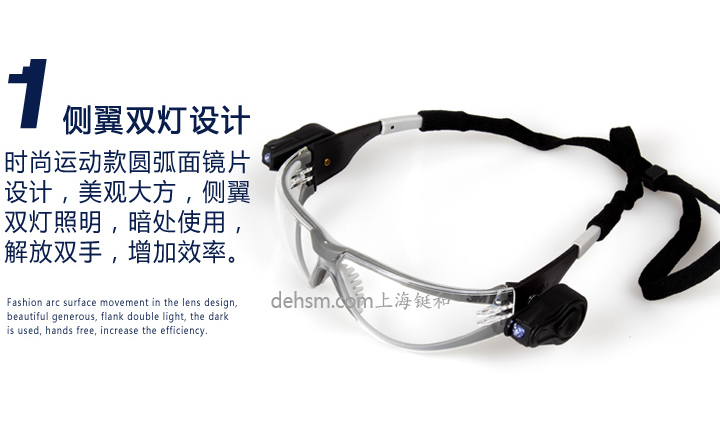 3M11356防護(hù)眼鏡側(cè)翼雙燈設(shè)計(jì)