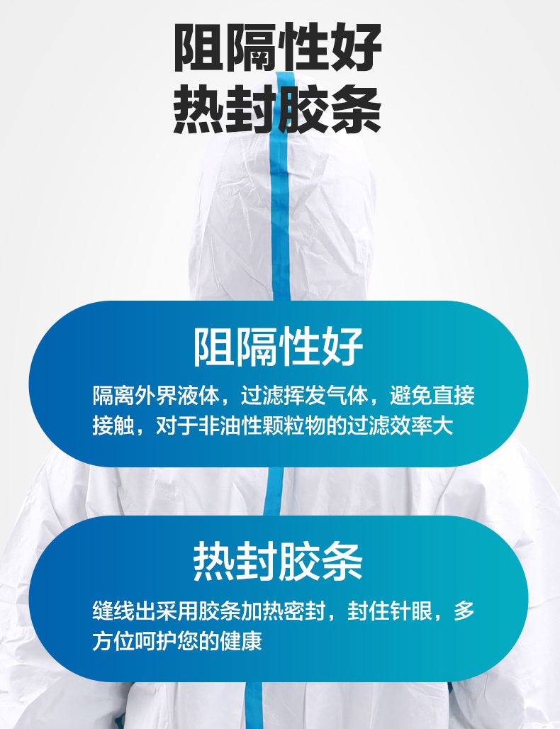 連體一次性醫(yī)用防護(hù)服熱封膠帶阻隔性好