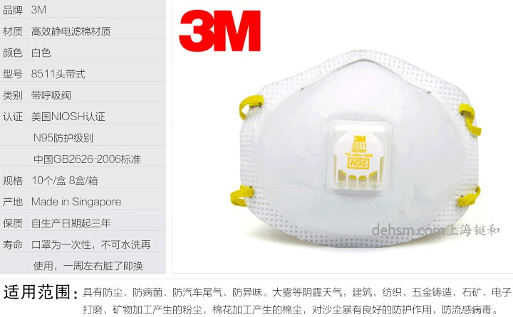 3M8511N95防護(hù)口罩產(chǎn)品特點(diǎn)及規(guī)格